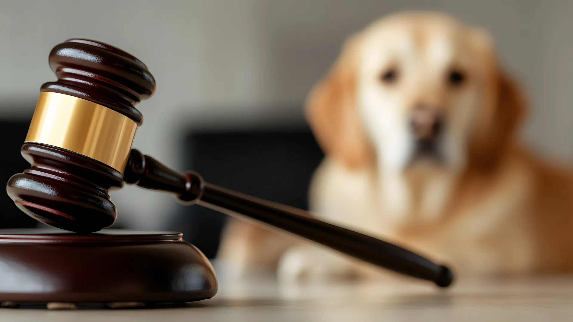 Gavel and dog representing children's dog bite cases in St. Louis, Dog Bite Lawyer St Louis